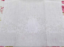 Load image into Gallery viewer, Irish Linen Guest Towel - Rose pattern, Natural