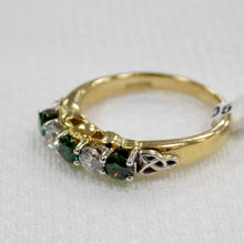 Load image into Gallery viewer, Green/Gold Band Ring - Claddagh Detail.