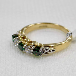 Green/Gold Band Ring - Claddagh Detail.