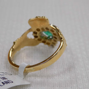 Emerald and Diamond Claddagh Ring