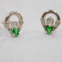 Load image into Gallery viewer, Green Claddagh Stud Earrings