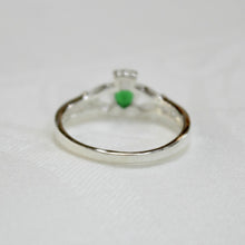 Load image into Gallery viewer, Sterling Silver Claddagh Ring with Green Heart.