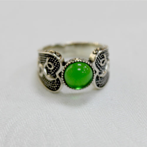 Celtic Warrior Ring- Green Stone