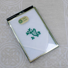 Load image into Gallery viewer, Irish Linen Handkerchief with Embroidered Harp