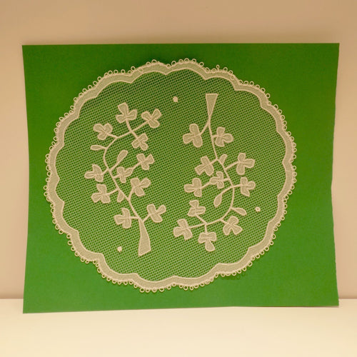 Handmade Irish Carickmacross lace shamrocks 