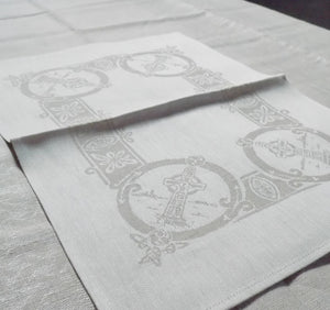 Damask Irish linen placemat with celtic cross pattern