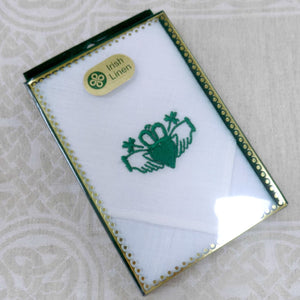 Irish Linen Handkerchief with Claddagh Design