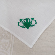 Load image into Gallery viewer, Irish Linen Handkerchief with Claddagh Design