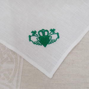 Irish Linen Handkerchief with Claddagh Design