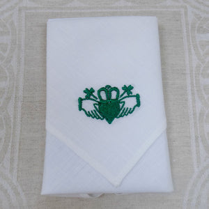 Irish Linen Handkerchief with Claddagh Design