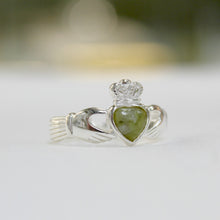 Load image into Gallery viewer, Sterling Silver Claddagh Ring with Connemara Marble Heart