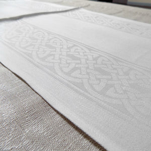 Damask Irish Linen Runner- "Colmcille" - 72"