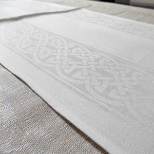 Irish Linen Table Runner - "Celtic", White