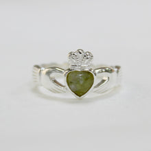 Load image into Gallery viewer, Sterling Silver Claddagh Ring with Connemara Marble Heart