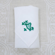 Load image into Gallery viewer, Irish Linen Handkerchief with Embroidered Harp