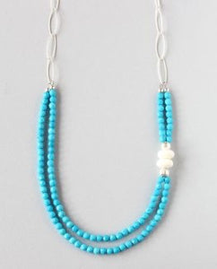 Turquoise Tridacna Silver Necklace