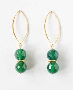 Green Agate Gold Earrings