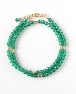 Green Agate Double Wrap Bracelet