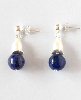 Lapis Lazuli Pearl Silver Studs