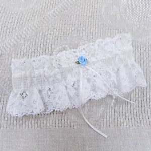 Irish wedding gift lace garter with blue rose