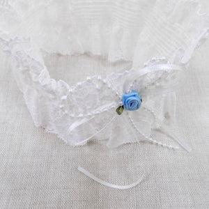 Lace garter with blue rose