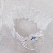 Load image into Gallery viewer, ruffled lace garter with blue rose