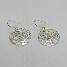 Load image into Gallery viewer, Silver Tree Drop Earrings