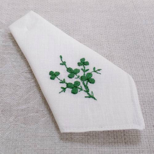 Irish linen handkerchief shamrock pattern