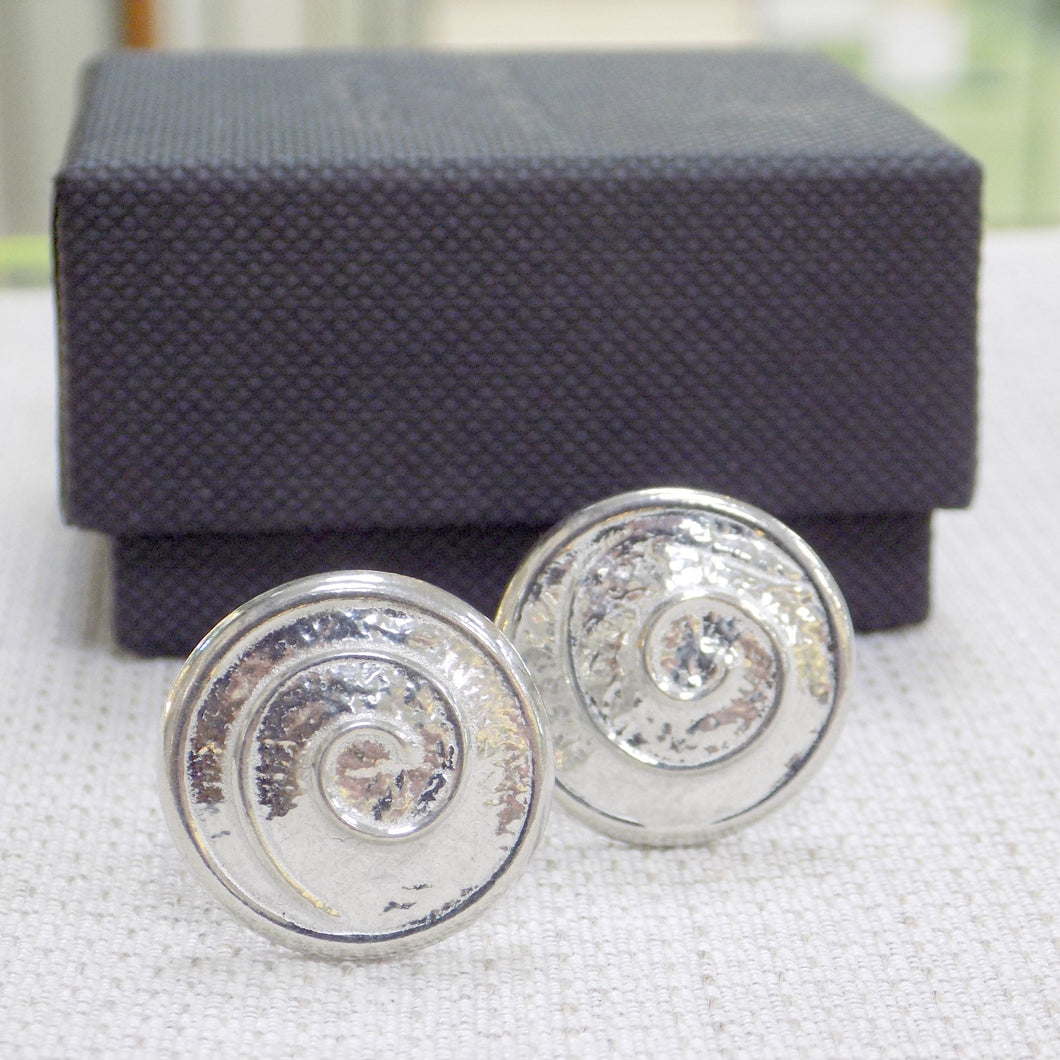 Celtic spiral cufflinks in pewter