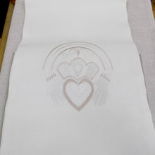 Load image into Gallery viewer, Irish linen runner with gold claddagh design