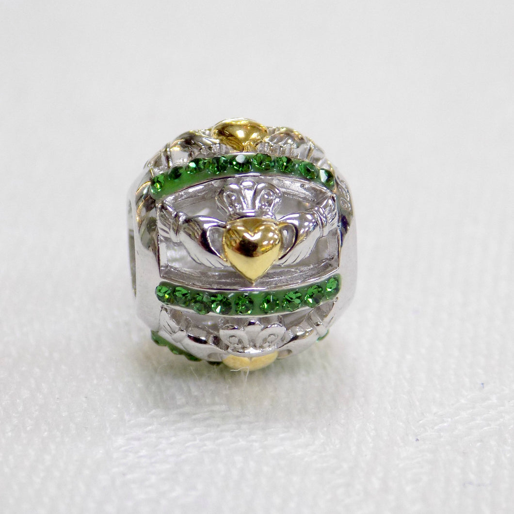 Claddagh bead charm with Swarovski crystal
