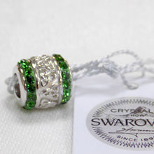 Load image into Gallery viewer, Silver &amp; Green Swarovski Trinity Bead