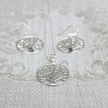 Load image into Gallery viewer, Silver Tree Drop Earrings