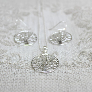 Silver Tree Drop Earrings